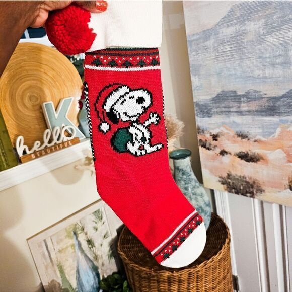 VTG Snoopy 1958 Embassador Hallmark Peanut Charlie Brown Knitted Stocking . - Picture 2 of 13